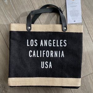 Apolis Petite Market bag in black with “Los Angeles California USA”